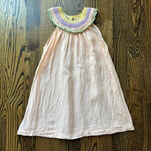 Kalinka Capri Linen Dress With Crochet Neck (6-8Y)